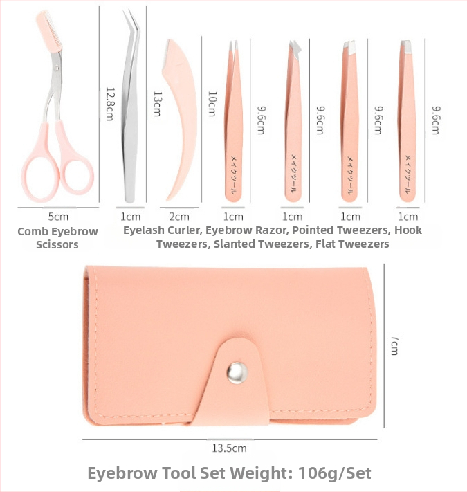 Pārnēsājams uzacu kopšanas komplekts: uzacu klips, uzacu griezējs, uzacu šķēres – nerūsējošais tērauds