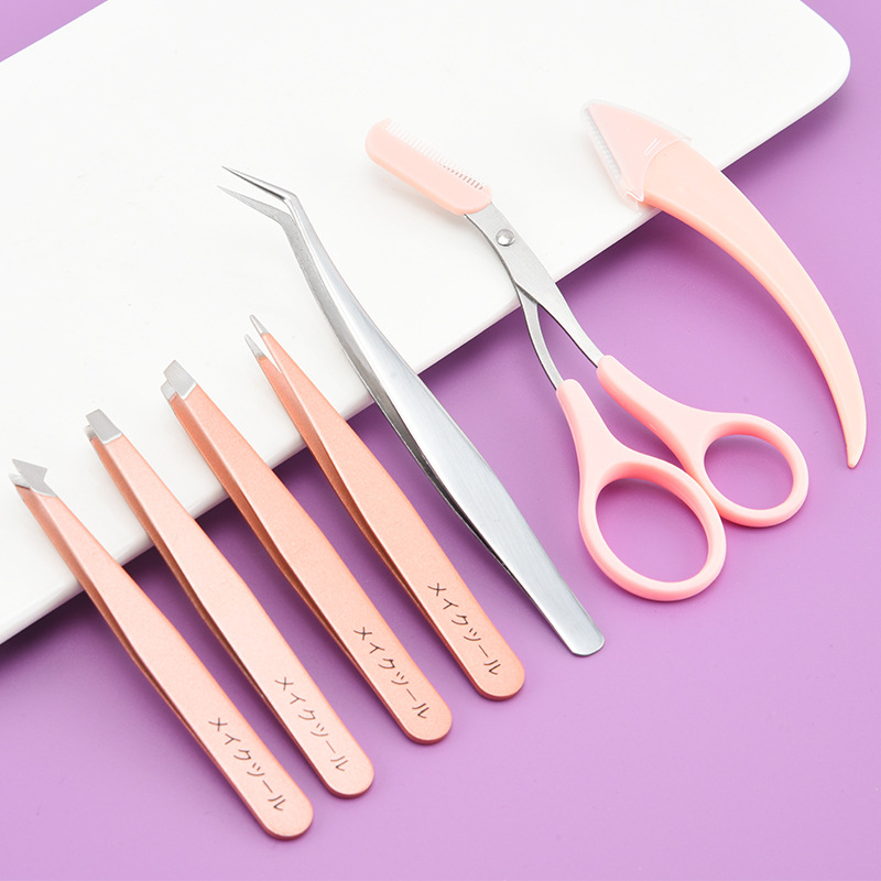 Pārnēsājams uzacu kopšanas komplekts: uzacu klips, uzacu griezējs, uzacu šķēres – nerūsējošais tērauds