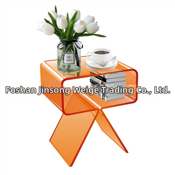 Minimālistisks caurspīdīgs akrila sānu galdiņš, divu līmeņu, uz grīdas, viesistabai un guļamistabai