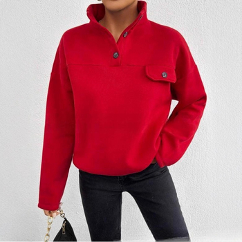 Sieviešu hoodie jaka ar stāvošu apkakli, priekšējās pogas, garas piedurknes, brīvs siluets, patchwork dekors, bieza flīsa audums, rudens 2025