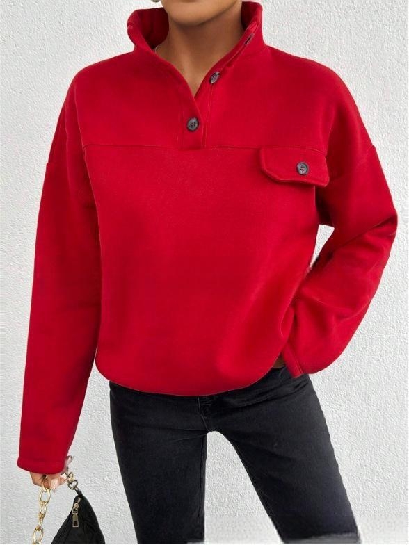 Sieviešu hoodie jaka ar stāvošu apkakli, priekšējās pogas, garas piedurknes, brīvs siluets, patchwork dekors, bieza flīsa audums, rudens 2025