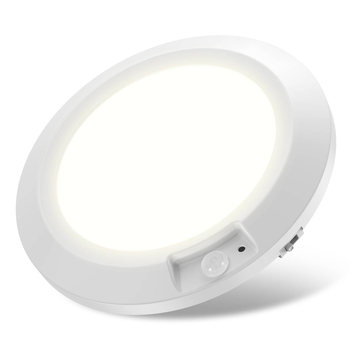 Maza kustības sensoru nakts gaisma, darbina ar sausām baterijām (4 AA nepieciešamas), apaļš formā, PC abažūrs