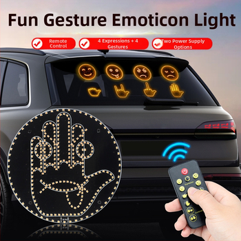 Car gesture light – mosolygó LED kijelző, hátsó ablakhoz, többfunkciós riasztó fény, ABS; 5V | 1W | 0.1A