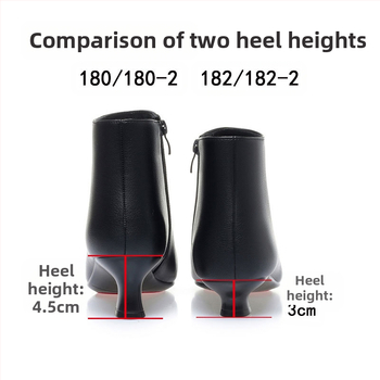 Sieviešu mikrošķiedras īsas zābaki, korejas stila, asas purns, 3–5 cm plata papēdis, sānu rāvējslēdzējs, mākslīgā kažokāde iekšējā oderē