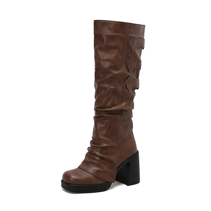 Sieviešu modes zābaki ar kvadrātveida purnu, plata blokzole, 6–8 cm papēža augstums, sānu rāvējslēdzējs