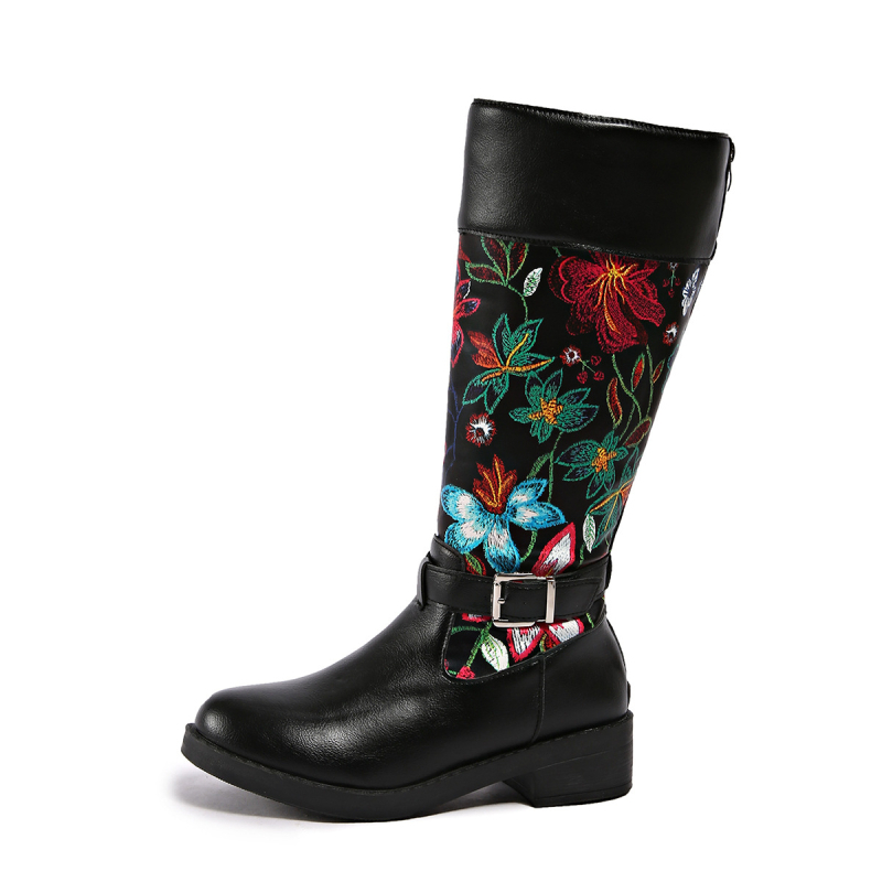 Dámske jazdecké čižmy, európsko-americký štýl, s vysokým shaftom, guľatou špičkou, štvorcovou pätou, PU vrchnok, výstelka z umelej kožušiny, zadný zips