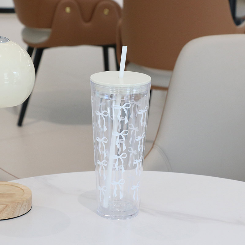 Divslāņu plastmasas krūze ar salmiņu, karikatūras stils, materiāls PS, logotipa druka pieejama, pielāgošana, izolācija 0–6 stundas