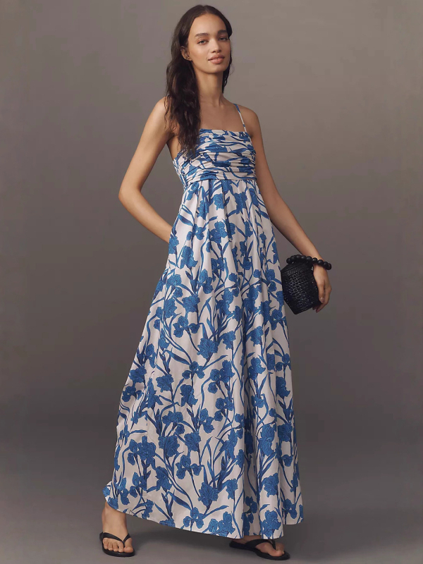 Ολόσωμο jumpsuit από πολυεστέρα, χωρίς μανίκια, ψηλή μέση, φαρδιά παντελόνια, γαλλικό στυλ