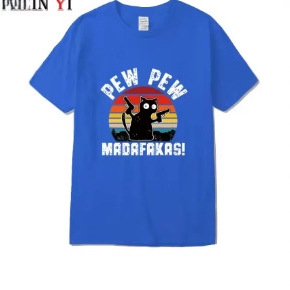 Vyriski marškinėliai su 3D karikatūros spauda, kvėpuojantis poliesteris 91–95%, trumpomis rankovėmis, apvalus kaklas, lengvas