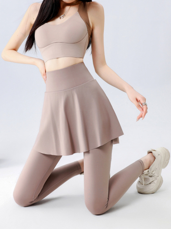 Ženske culotte hlače za vanjsku nosnju, visok struk – mješavina najlona i spandeksa, duljina 9/10, uski kroj, visoka elastičnost (lažni dvodijelni dizajn)