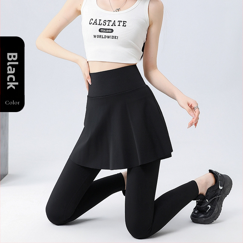 Ženske culotte hlače za vanjsku nosnju, visok struk – mješavina najlona i spandeksa, duljina 9/10, uski kroj, visoka elastičnost (lažni dvodijelni dizajn)