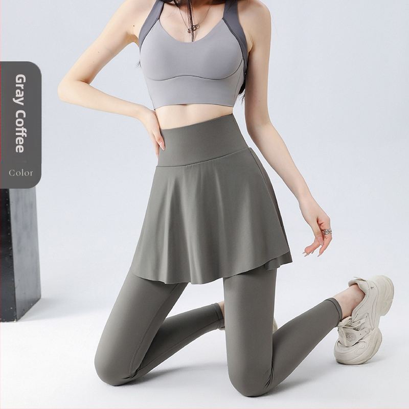 Ženske culotte hlače za vanjsku nosnju, visok struk – mješavina najlona i spandeksa, duljina 9/10, uski kroj, visoka elastičnost (lažni dvodijelni dizajn)