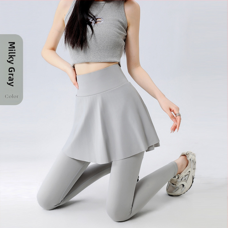 Ženske culotte hlače za vanjsku nosnju, visok struk – mješavina najlona i spandeksa, duljina 9/10, uski kroj, visoka elastičnost (lažni dvodijelni dizajn)