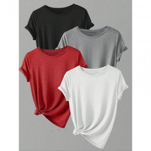 Poliestera T-krekls sievietēm, brīvs piegriezums, īsas piedurknes, apaļš kakla izgriezums, drukāts motīvs