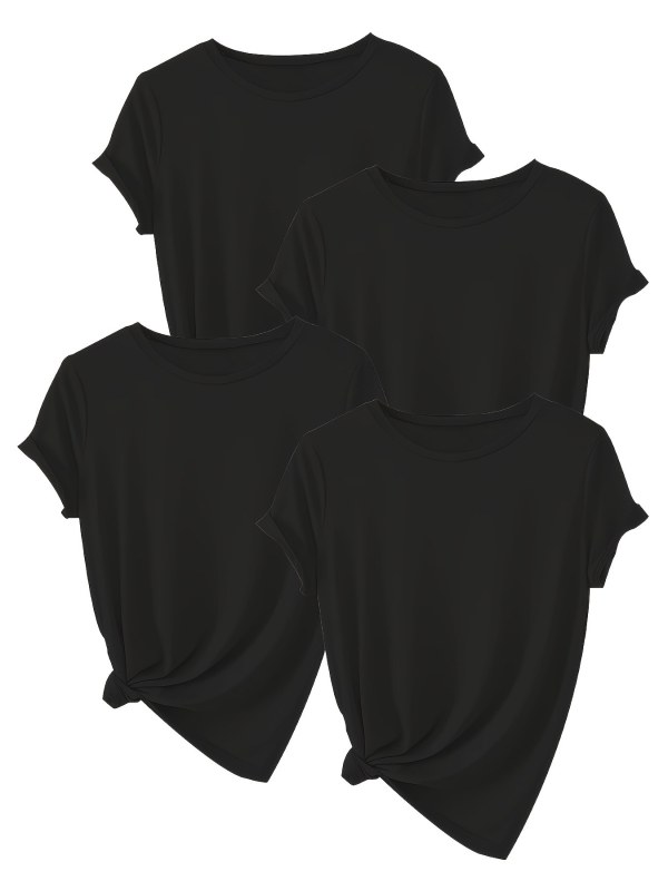 Poliestera T-krekls sievietēm, brīvs piegriezums, īsas piedurknes, apaļš kakla izgriezums, drukāts motīvs