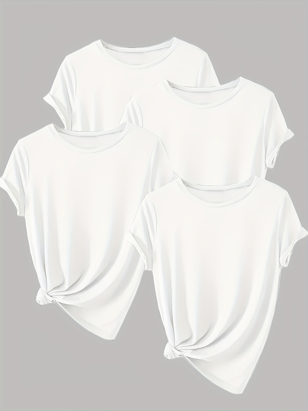 Poliestera T-krekls sievietēm, brīvs piegriezums, īsas piedurknes, apaļš kakla izgriezums, drukāts motīvs