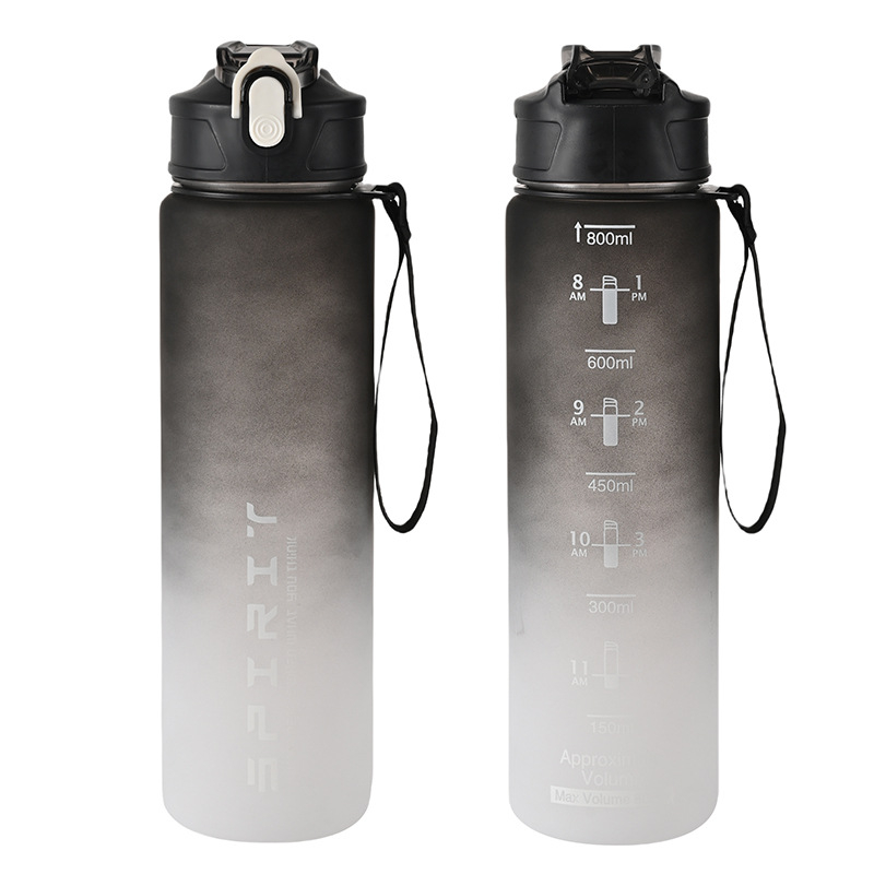 Ūdens pudele ar salmiņu – PC materiāls, pārnēsājama minimālistiska pudele ar auklu, drukāts logotips, personalizācija iespējama, izcelsme Taizhou