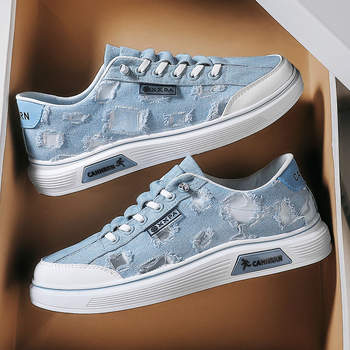 Muške tenisice od platna, casual stil, s vezivanjem, niski kroj, okrugli vrh prsta