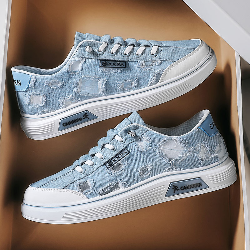 Muške tenisice od platna, casual stil, s vezivanjem, niski kroj, okrugli vrh prsta