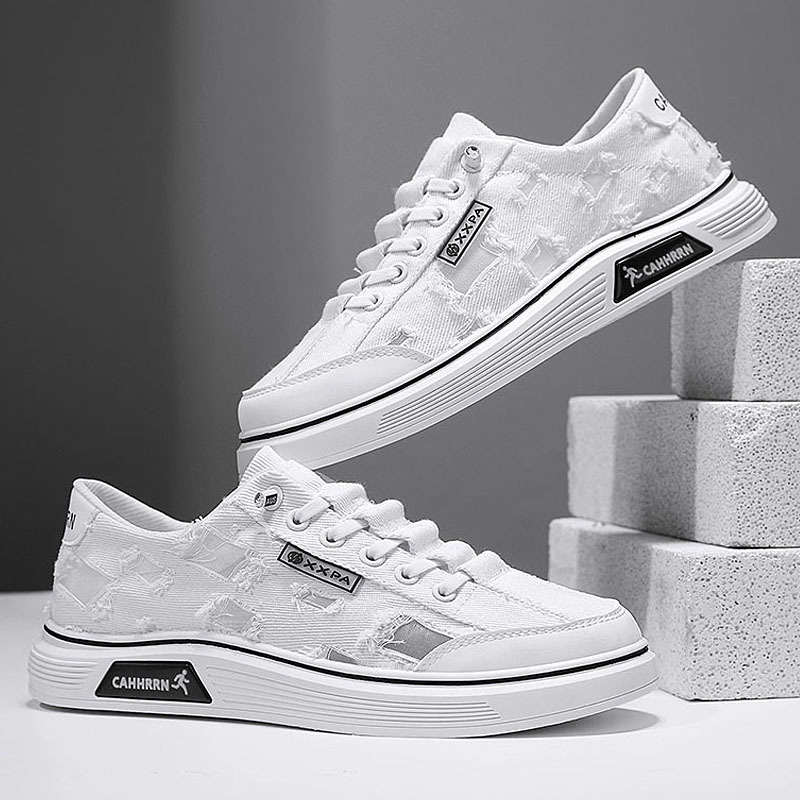 Muške tenisice od platna, casual stil, s vezivanjem, niski kroj, okrugli vrh prsta