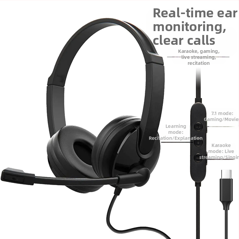 Vadu austiņu komplekts ar mikrofonu, USB savienojums, frekvenču diapazons 20–20 kHz, pretestība 32 Ω, jutība 98 dB