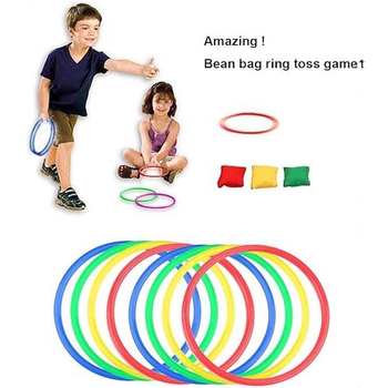 Set de aruncare cu inele pentru copii — activitate în aer liber pentru familie (părinți și copii), construcție din plastic, stimulează coordonarea mână-ochi și dezvoltarea senzorială și cognitivă