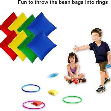 Set de aruncare cu inele pentru copii — activitate în aer liber pentru familie (părinți și copii), construcție din plastic, stimulează coordonarea mână-ochi și dezvoltarea senzorială și cognitivă