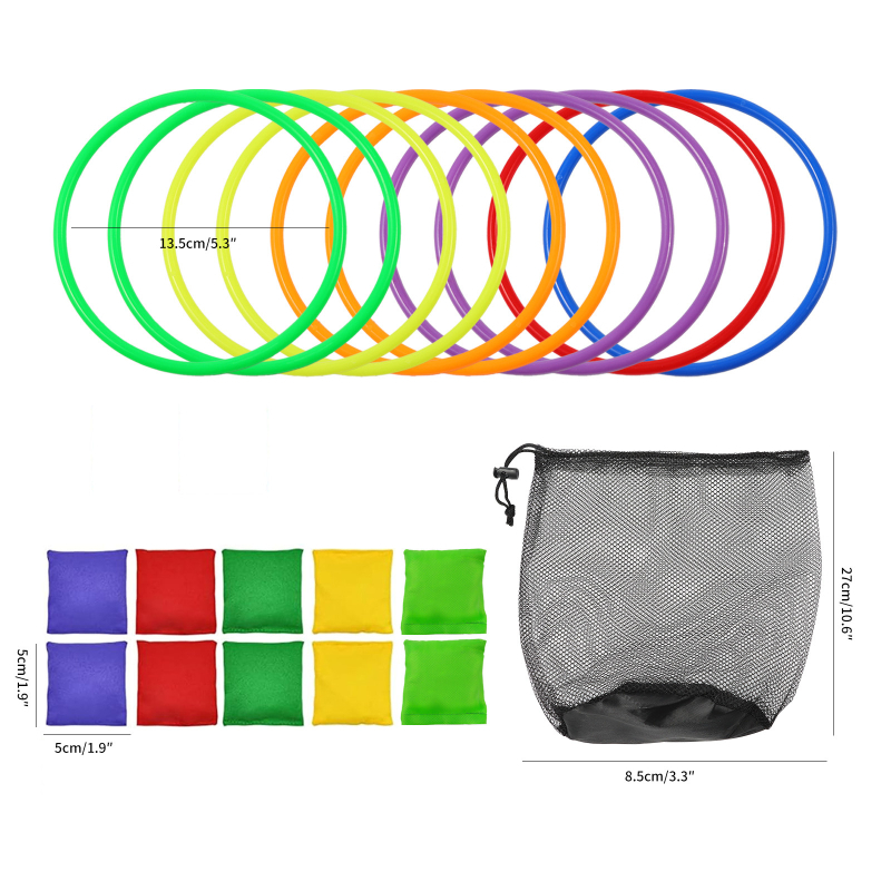 Set de aruncare cu inele pentru copii — activitate în aer liber pentru familie (părinți și copii), construcție din plastic, stimulează coordonarea mână-ochi și dezvoltarea senzorială și cognitivă