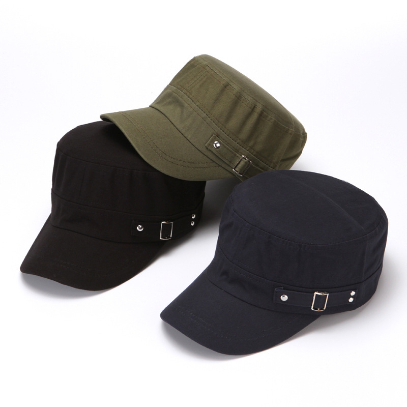 Unisex kokvilnas cepure ar plakanu topu, retro stilā, regulējama, īsa mala