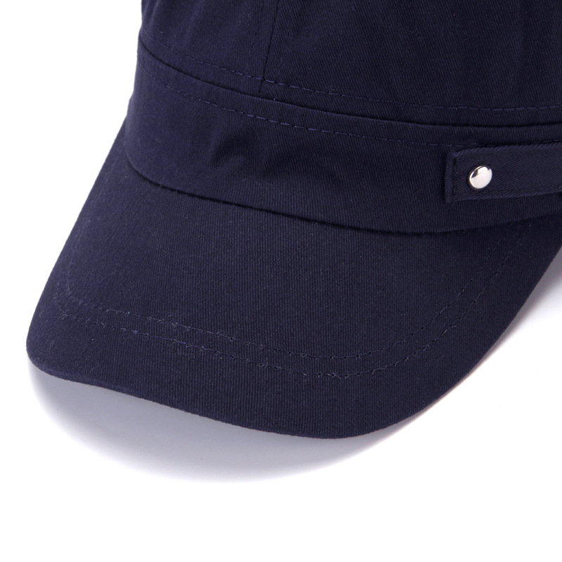 Unisex kokvilnas cepure ar plakanu topu, retro stilā, regulējama, īsa mala