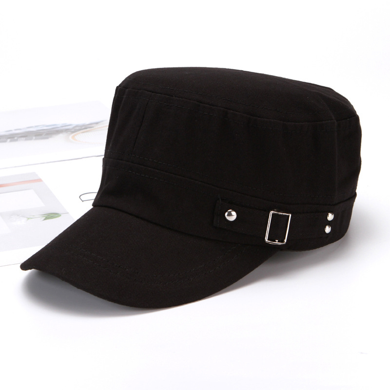 Unisex kokvilnas cepure ar plakanu topu, retro stilā, regulējama, īsa mala