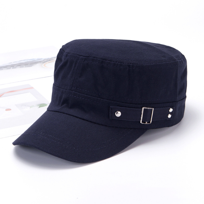 Unisex kokvilnas cepure ar plakanu topu, retro stilā, regulējama, īsa mala