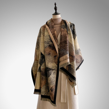 Šalikas - warp mezgimas poliesteris, šilumos išlaikymas, žiemai, literatūrinis retro stilius