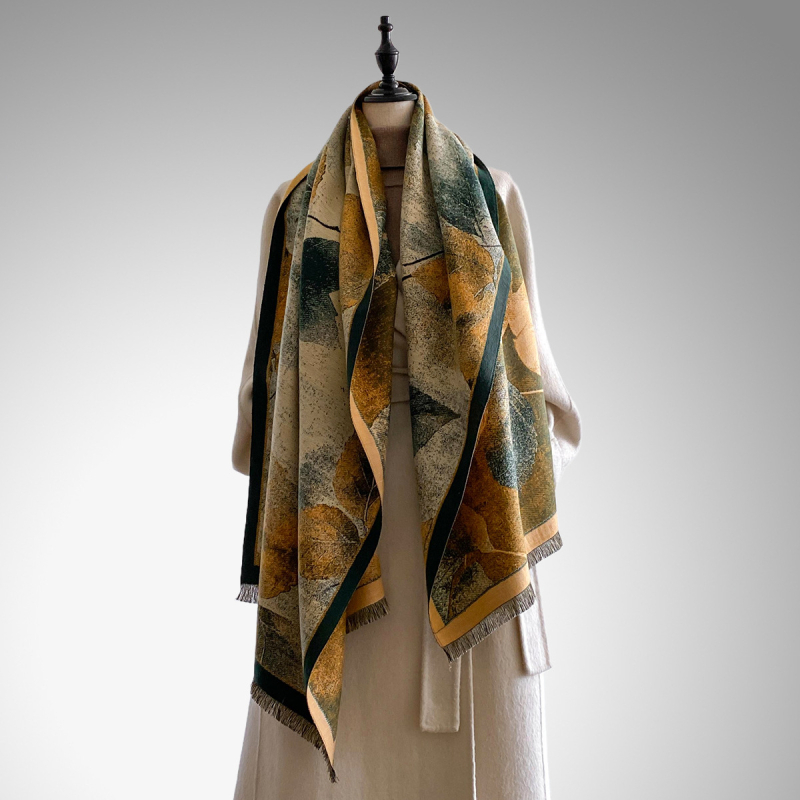 Šalikas - warp mezgimas poliesteris, šilumos išlaikymas, žiemai, literatūrinis retro stilius