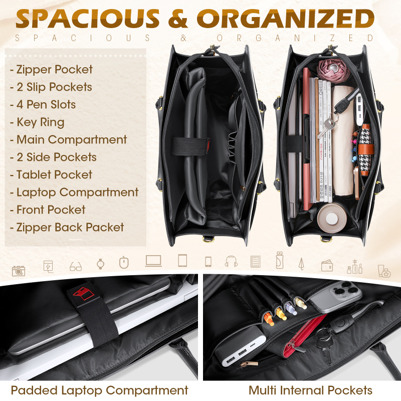 Sievietēm paredzēta 15,6 collu klēpjdatora soma – divdaļu komplekts, viegla un ērta, PU āda, ūdensizturīga, nodilumizturīga, sauso–mitro atdalīšana, Eiropas-Amerikas retro stils