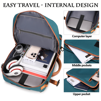 Unisex kelioninė kuprinė didelės talpos, skirta 16 colių nešiojamam kompiuteriui, Oxford audinys, išlenkti peties dirželiai