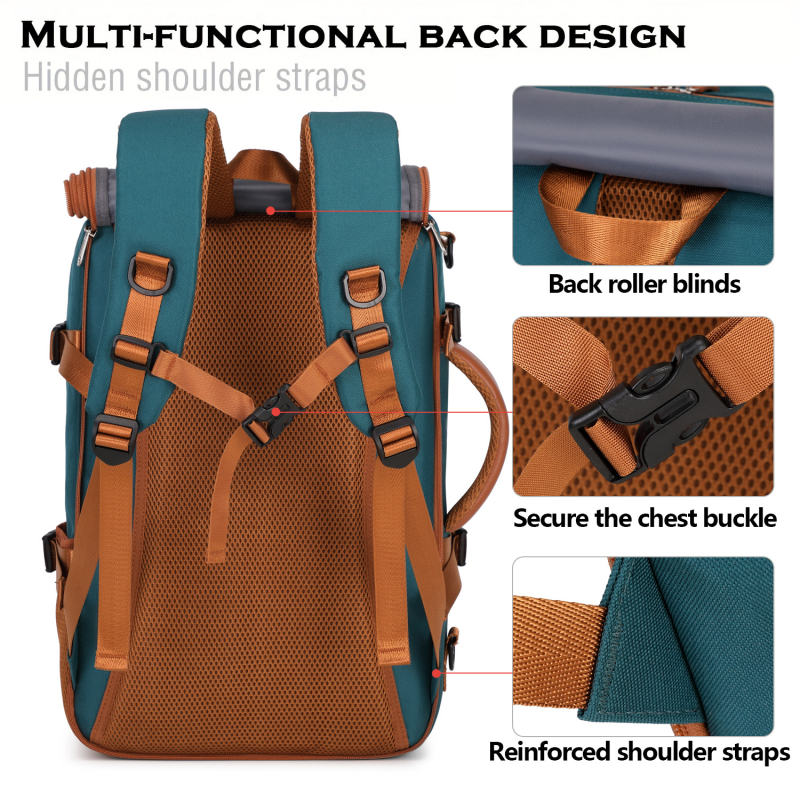 Unisex kelioninė kuprinė didelės talpos, skirta 16 colių nešiojamam kompiuteriui, Oxford audinys, išlenkti peties dirželiai