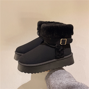 Снежни ботуши, набук горна част, плюшена подплата, гумена подметка, висок връх, платформа дизайн