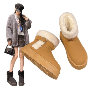 Снежни ботуши, набук горна част, плюшена подплата, гумена подметка, висок връх, платформа дизайн