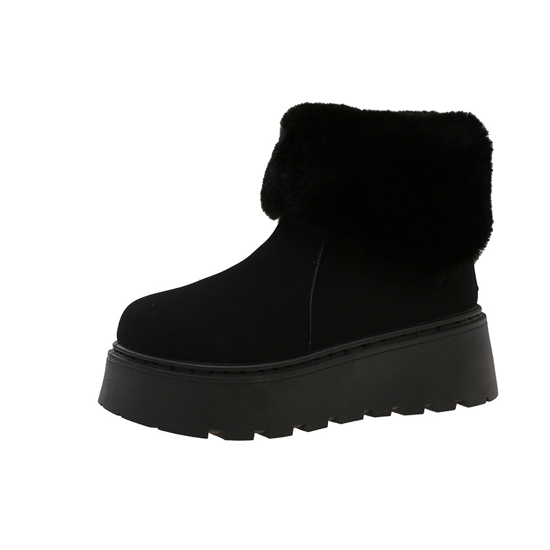 Снежни обувки с велур, подплатени с изкуствен пух, гумирана подметка, средна височина на маншета, закопчаване с заден цип