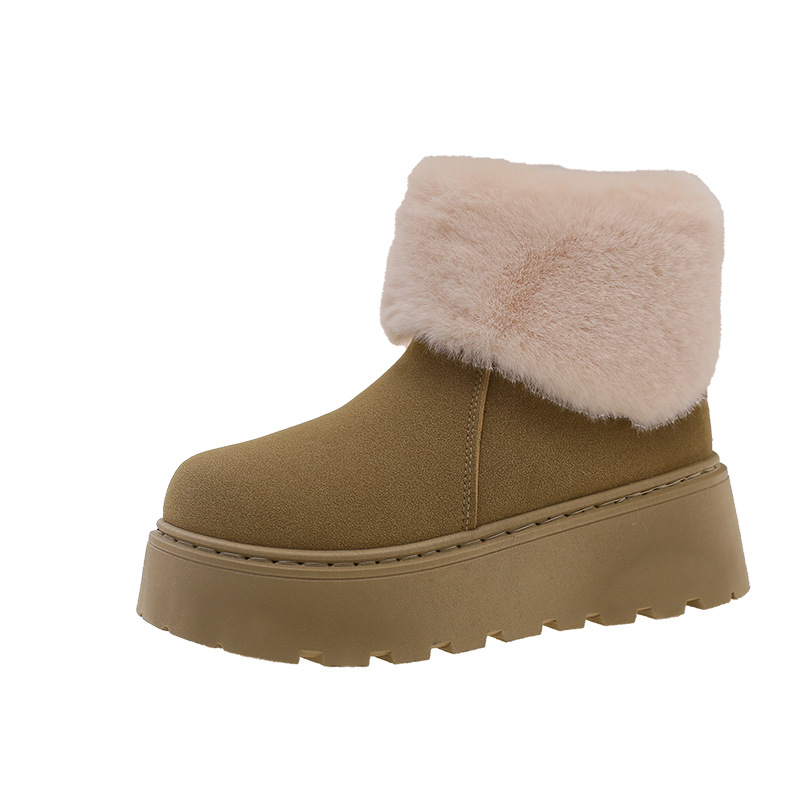 Снежни обувки с велур, подплатени с изкуствен пух, гумирана подметка, средна височина на маншета, закопчаване с заден цип