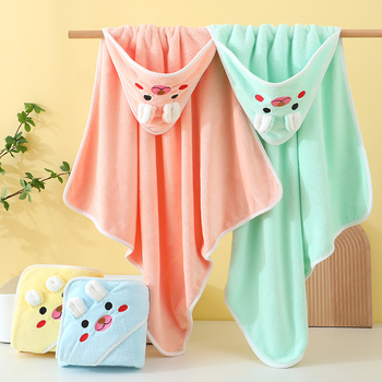 Dječji ručnik za kupanje s kapuljačom, dizajn zeca, upijajući koralni fleece, težina 200–300 g/m², 150D vlakna, izvešena završna obrada