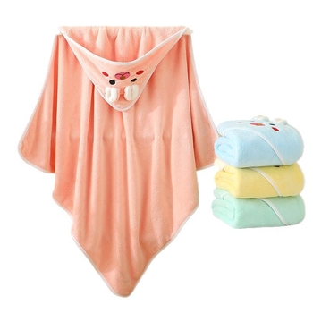 Dječji ručnik za kupanje s kapuljačom, dizajn zeca, upijajući koralni fleece, težina 200–300 g/m², 150D vlakna, izvešena završna obrada