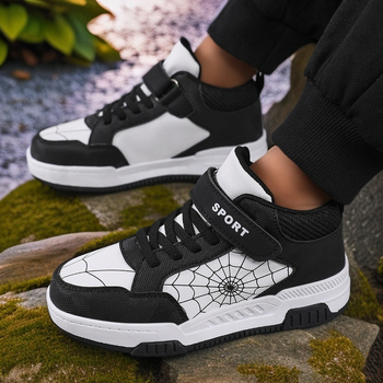 Bērnu augstas sporta kurpes ar ādas augšu, Velcro aizdare, TPR zole, ūdensizturīgas un pretslīdējošas