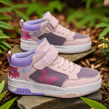 Bērnu augstas sporta kurpes ar ādas augšu, Velcro aizdare, TPR zole, ūdensizturīgas un pretslīdējošas