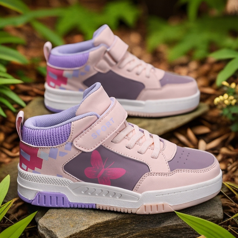 Bērnu augstas sporta kurpes ar ādas augšu, Velcro aizdare, TPR zole, ūdensizturīgas un pretslīdējošas