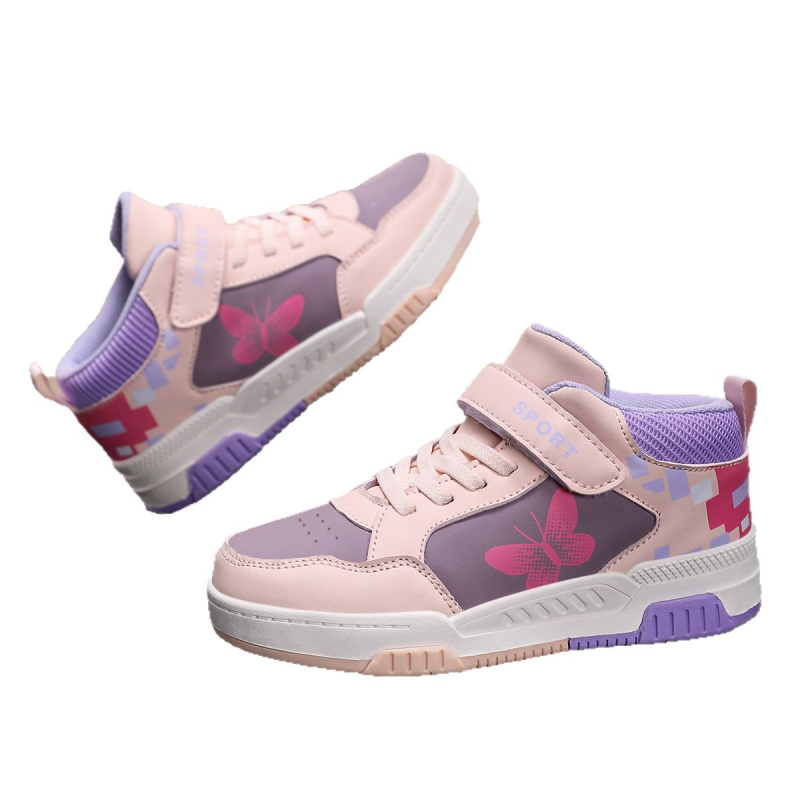 Bērnu augstas sporta kurpes ar ādas augšu, Velcro aizdare, TPR zole, ūdensizturīgas un pretslīdējošas