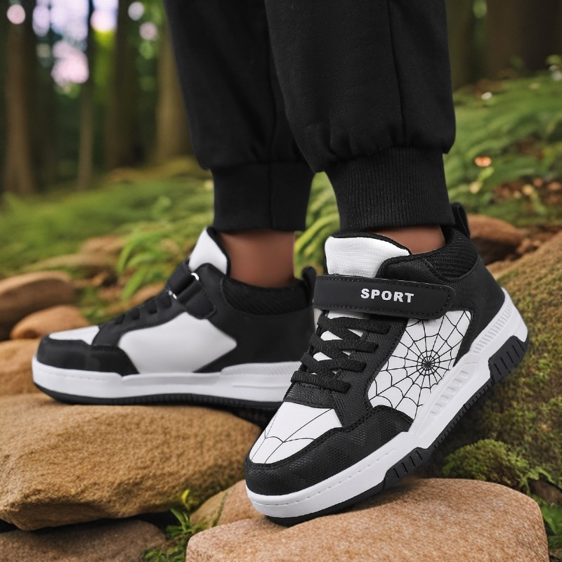 Bērnu augstas sporta kurpes ar ādas augšu, Velcro aizdare, TPR zole, ūdensizturīgas un pretslīdējošas