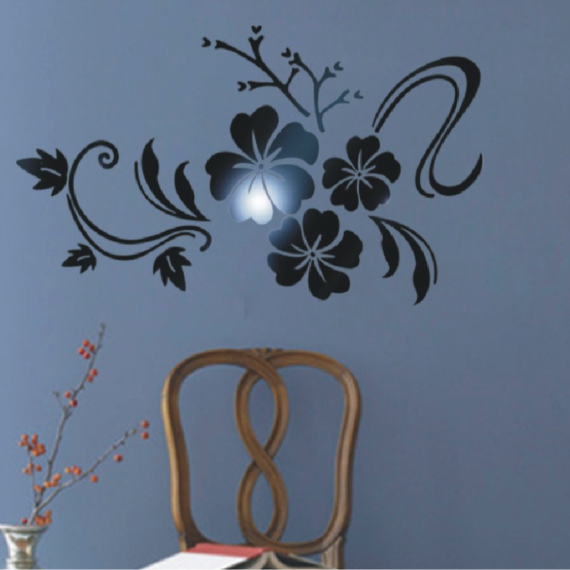 3D akrila sienas uzlīme ar ziedu un vīnoga motīvu, komplektā 5+ gab., jauns ķīniešu stils, spoguļ sienas dekors