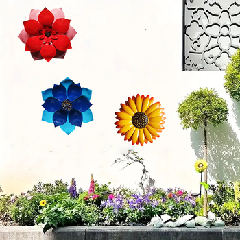 Željezni zidni ukras za vrt s margaretom — vanjski kovani cvijet na zid, pastoralni stil, za dom i uređenje okoliša